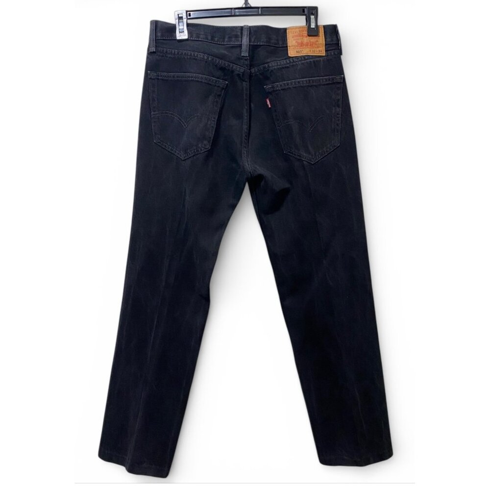 Levi's 505 Straight Fit Jeans Mens 32x34 Black Denim Regular Straight Leg - Picture 2 of 9